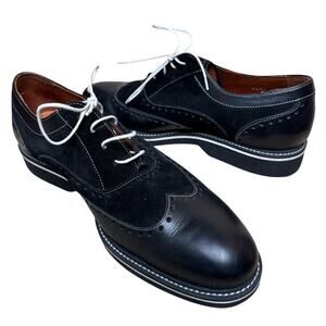 Mercanti Fiorentini Black Suede Leather Oxford Shoes Men's Sz 10.5 Made In Italy